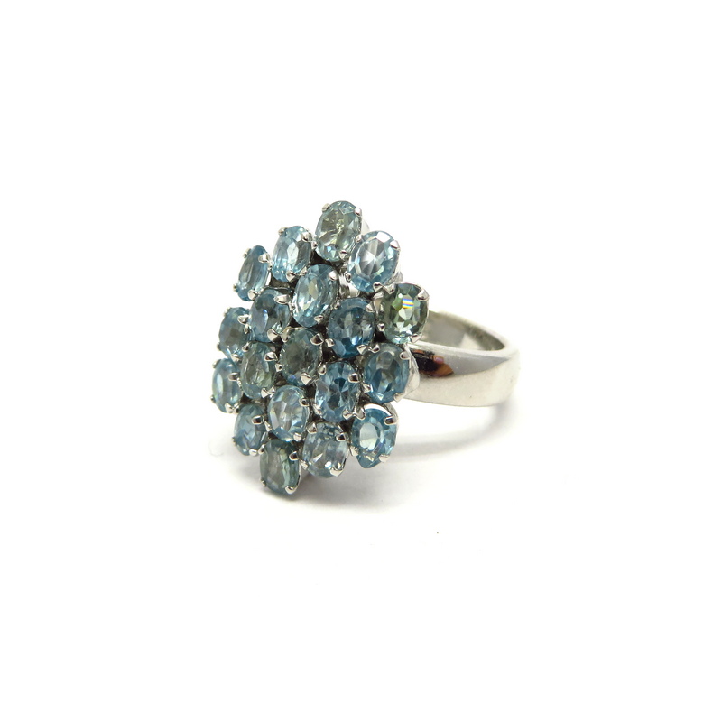 Blue Zircon Silver Ring