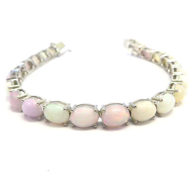 Opal Tennis Silver Bracelet