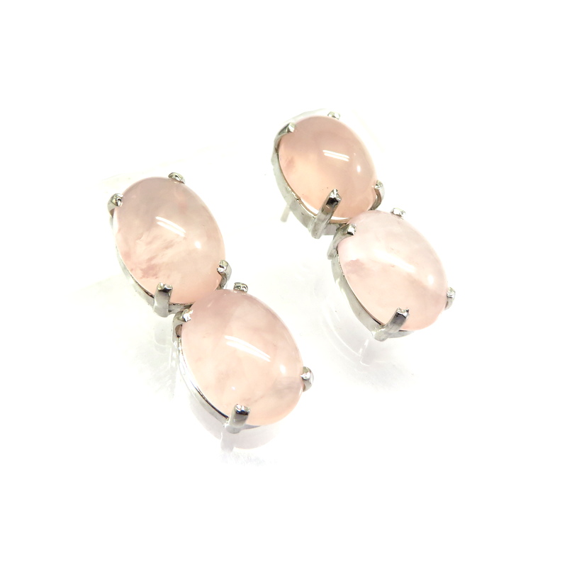 Rose Quartz Silver Earrings