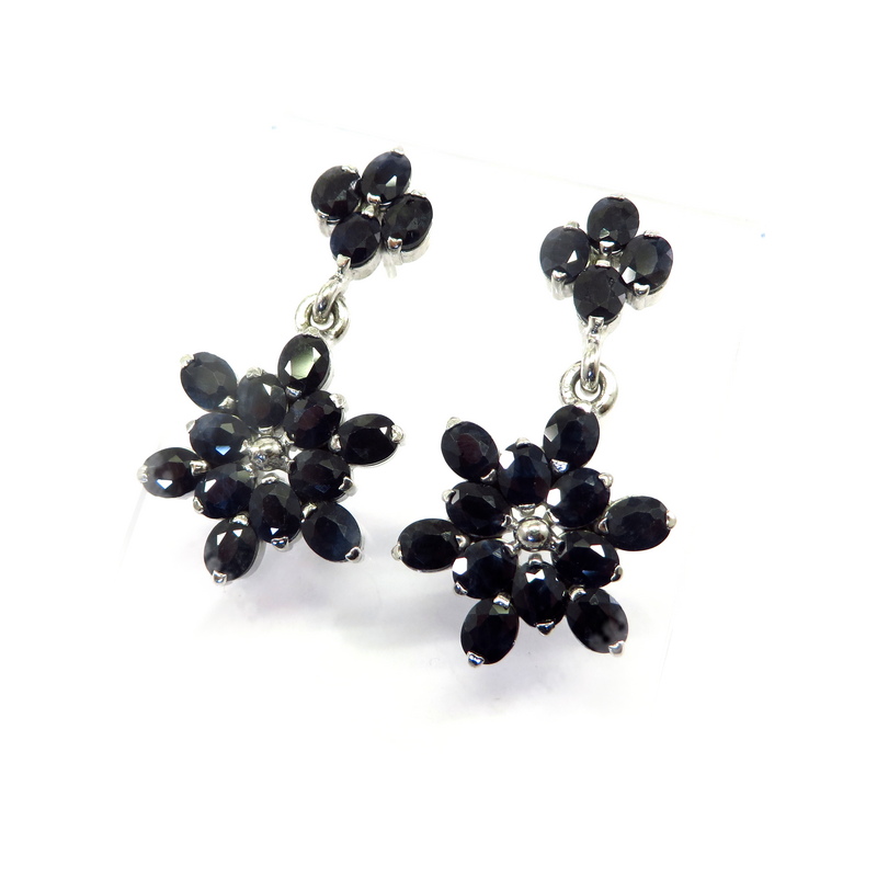 Blue Sapphire Silver Earrings
