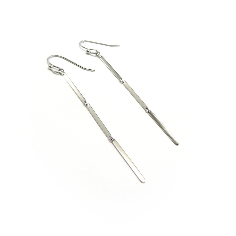 Triple Bar Hook Earrings Sterling Silver