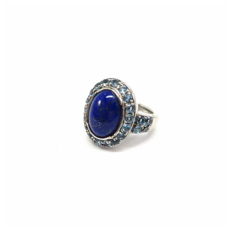 Lapis Lazuli and Blue Topaz Silver Ring