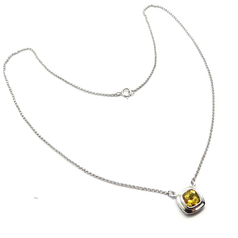 Citrine on a Chain Necklace Sterling Silver