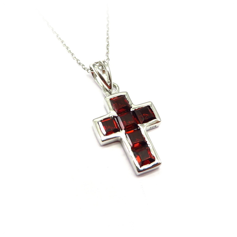 Garnet Cross Pendant