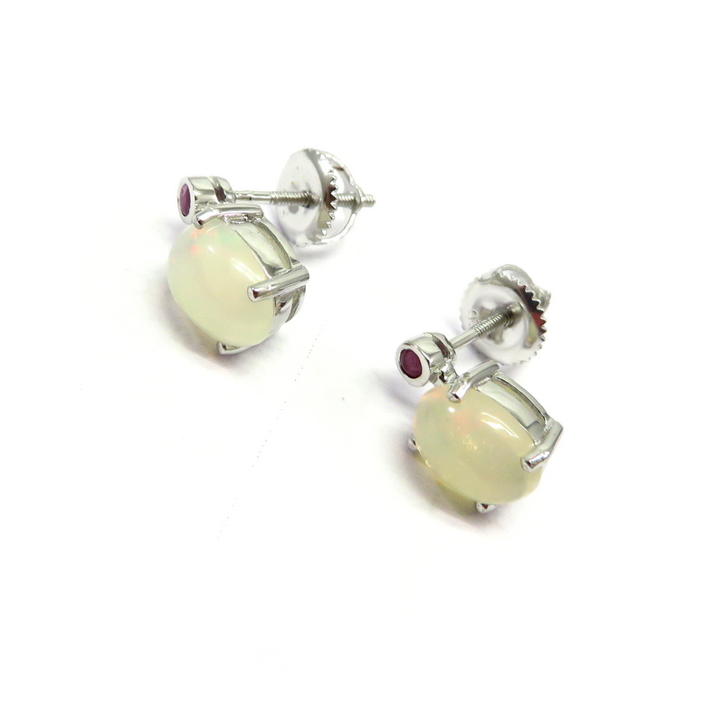 Opal and Ruby Earrings
