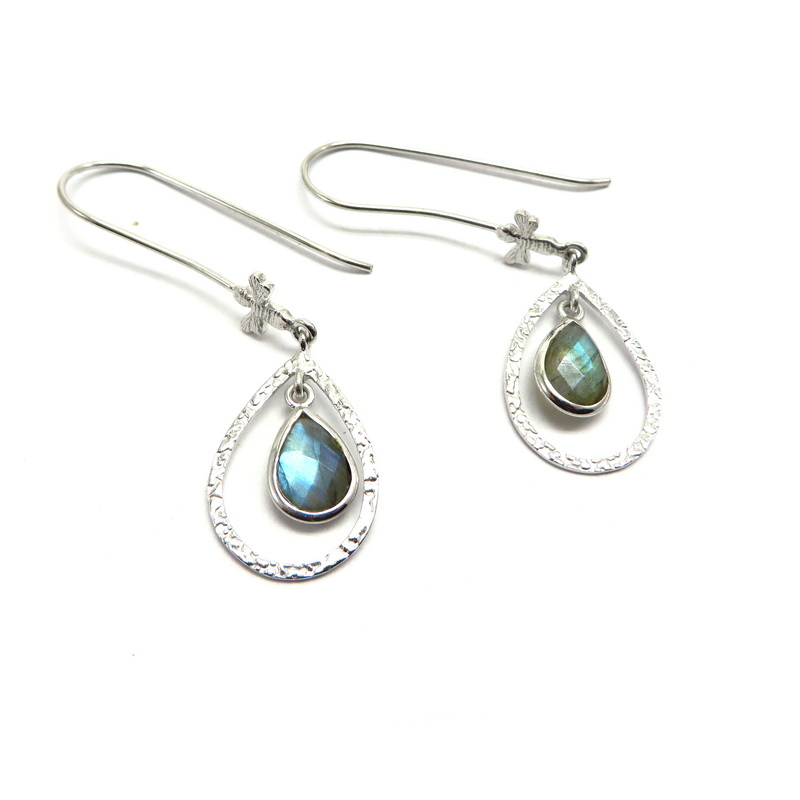 Labradorite Teardrop Sterling Silver Earrings