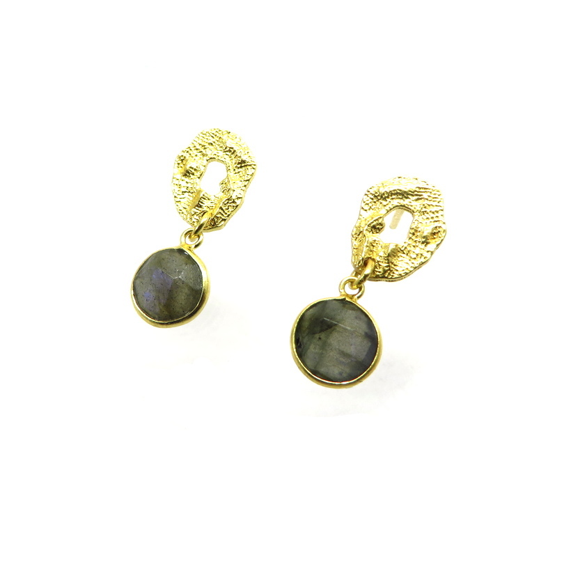 Labradorite Gold Plated Sterling Silver Earrings