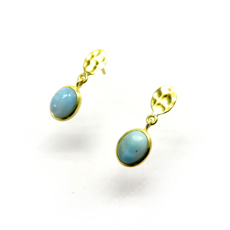 Larimar Gold Plated Sterling Silver Earrings