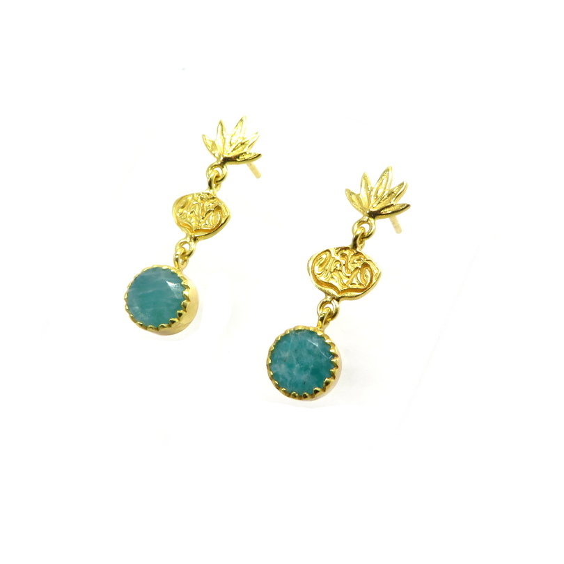 Amazonite Gold Plated Sterling Silver Earrings