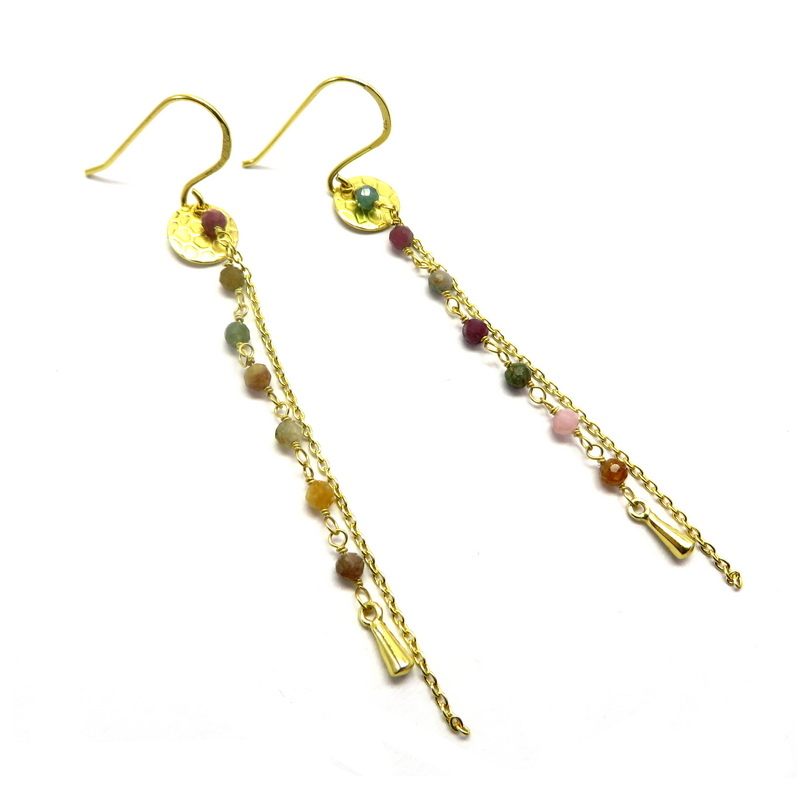 Tourmaline Gold Plated Sterling Silver,Earrings