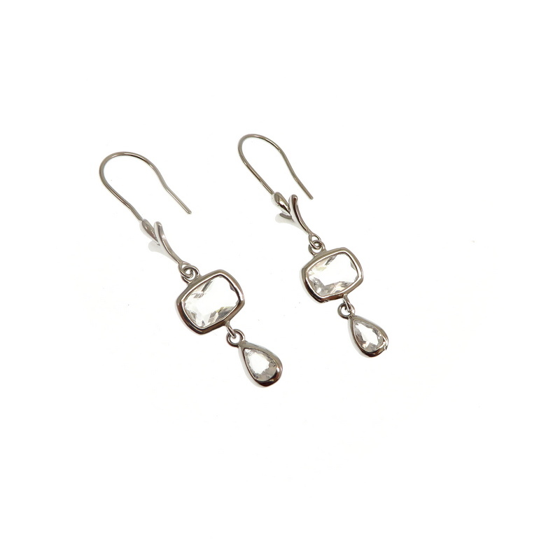 Sterling Silver Dangling Earrings with Cubic Zirconia