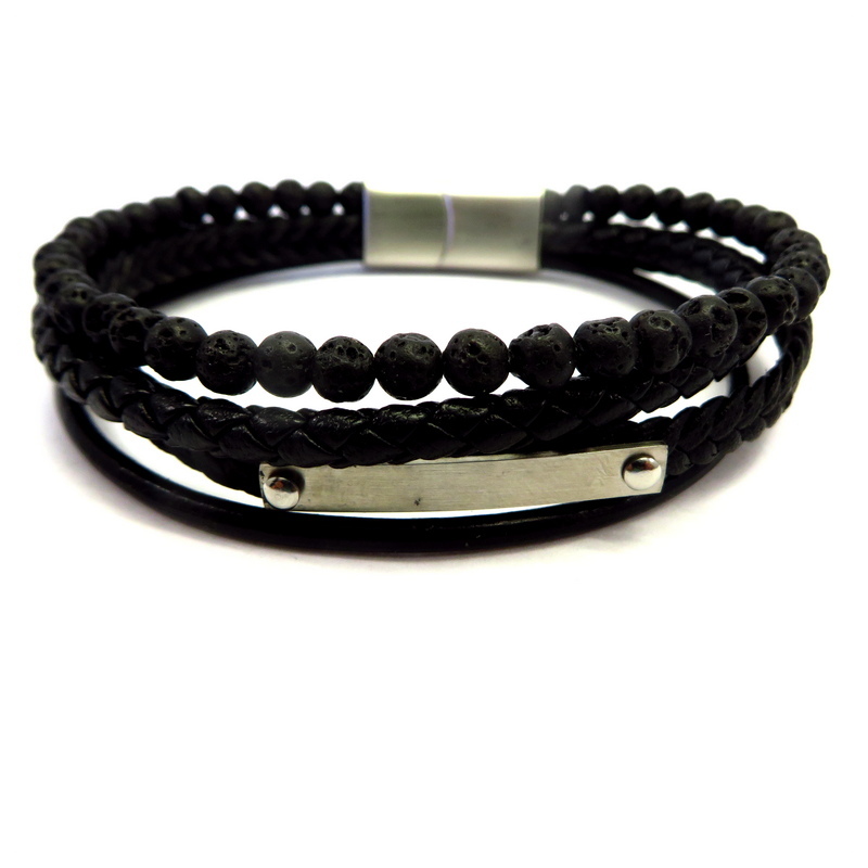 Leather Stainless Steel Men's Bracelet