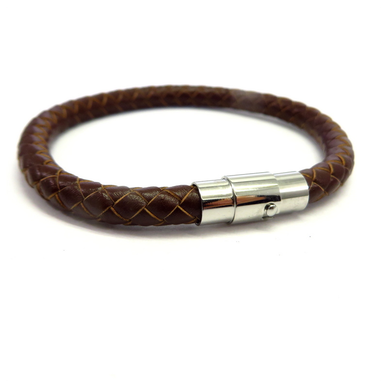 Leather Men's Bracelet Stainless Steel