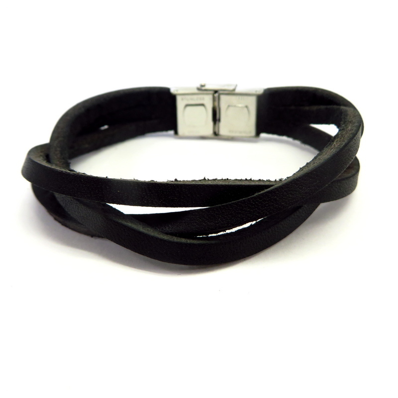 Leather Men's Bracelet Stainless Steel
