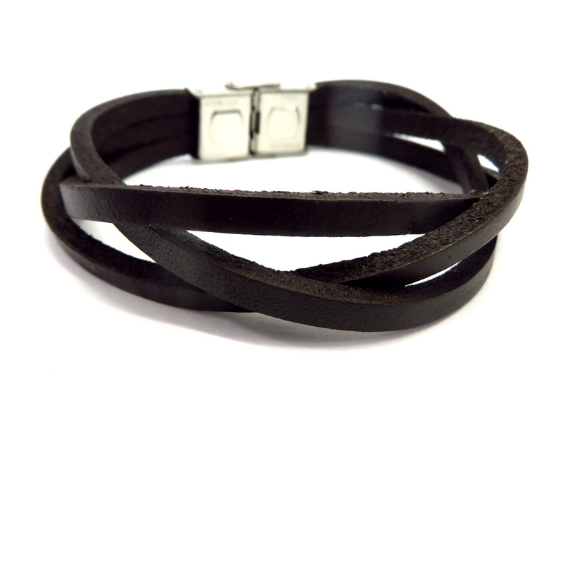 Men's Leather Bracelet Stainless Steel