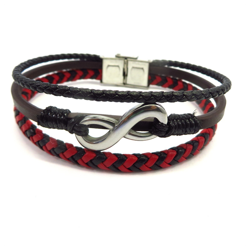 Leather Men's Bracelet Stainless Steel