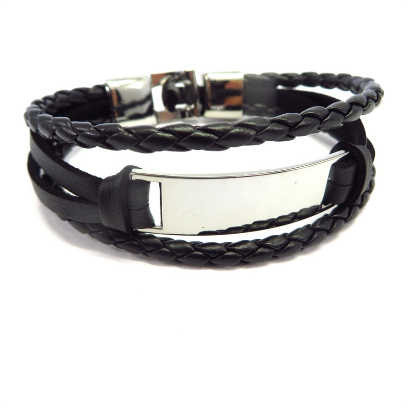 Leather Men's Bracelet Stainless Steel