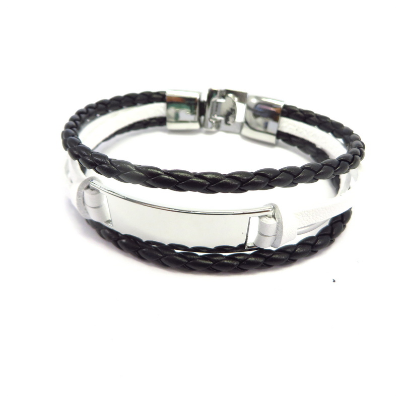 Leather Men's Bracelet Stainless Steel