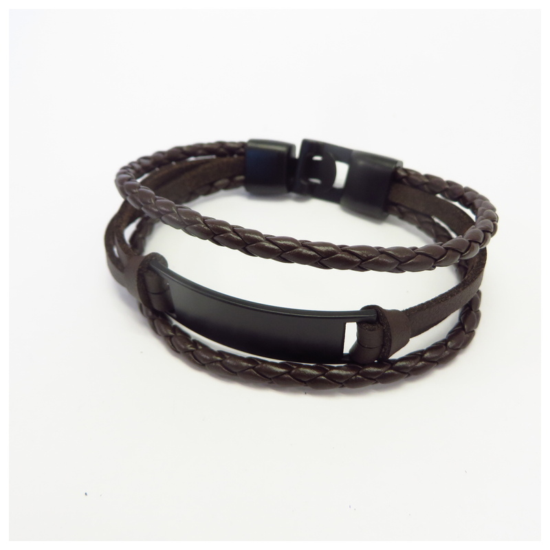 Leather Men's Bracelet Stainless Steel