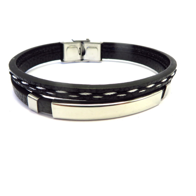 Leather Men's Bracelet Stainsless Steel