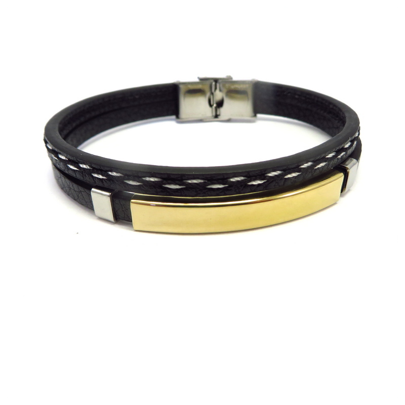 Leather Men's Bracelet Stainless Steel