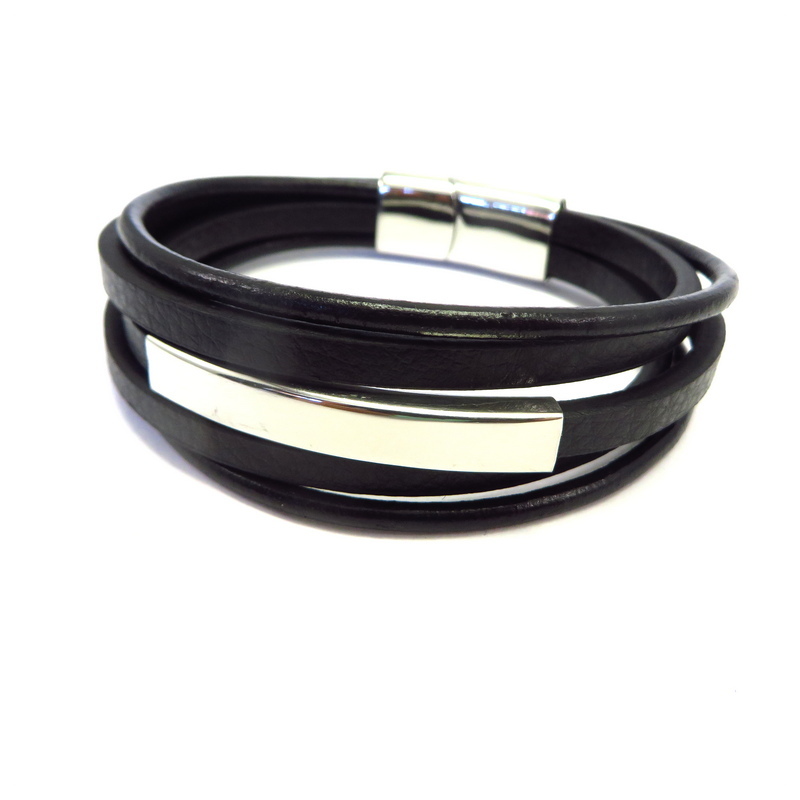 Leather Men's Bracelet Stainless Steel