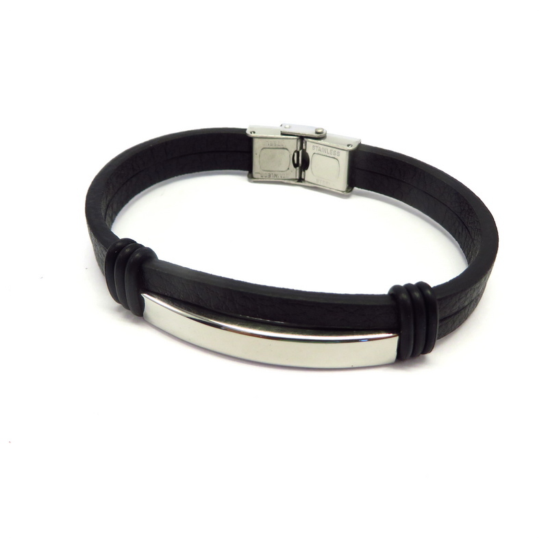 Leather Men's Bracelet Stainless Steel