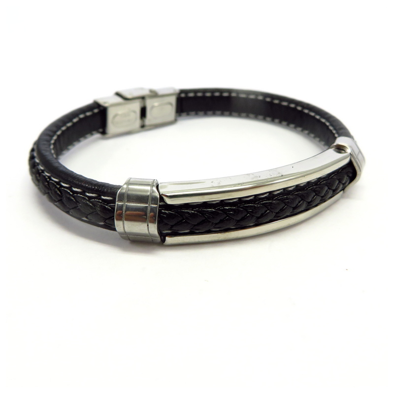 Leather Men's Bracelet Stainless Steel