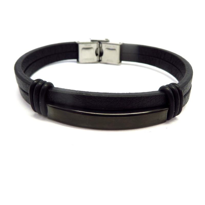 Leather Men's Bracelet Stainless Steel