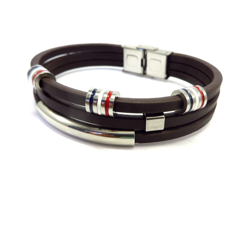 Leather Men's Bracelet Stainless Steel