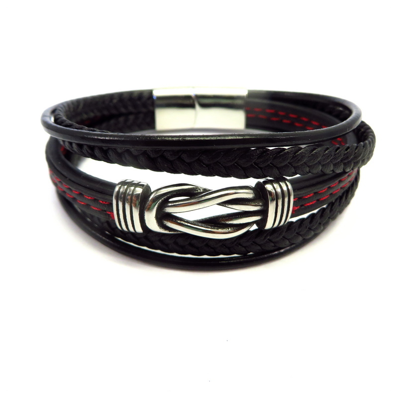 Leather Men's Bracelet Stainless Steel