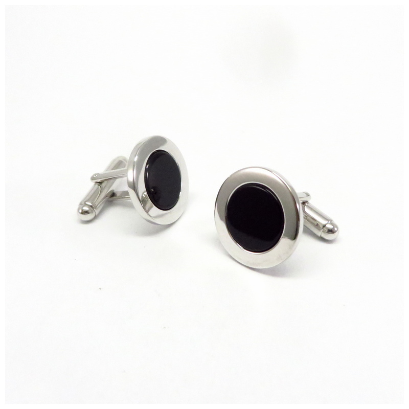 Black Onyx Silver Cufflinks