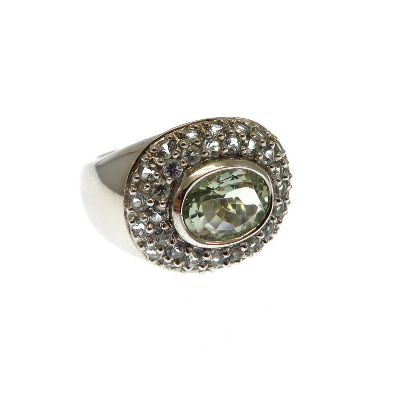 Green Amethyst and Aquamarine Ring