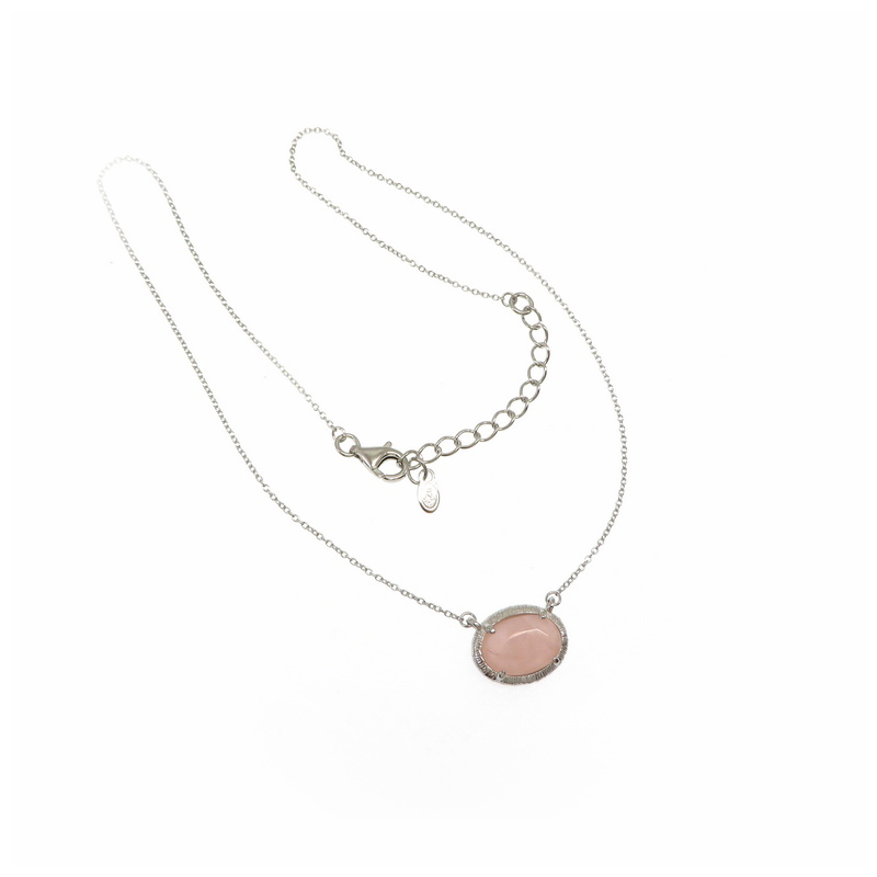Rose Quartz Silver Necklace
