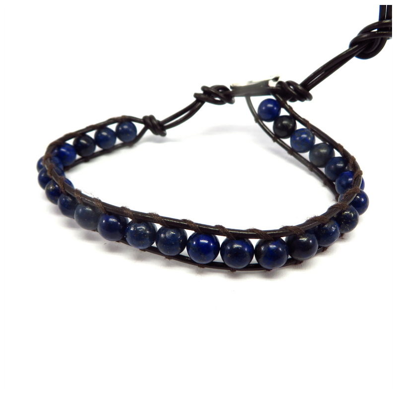 Lapis Lazuli Leather Wrap Bracelet