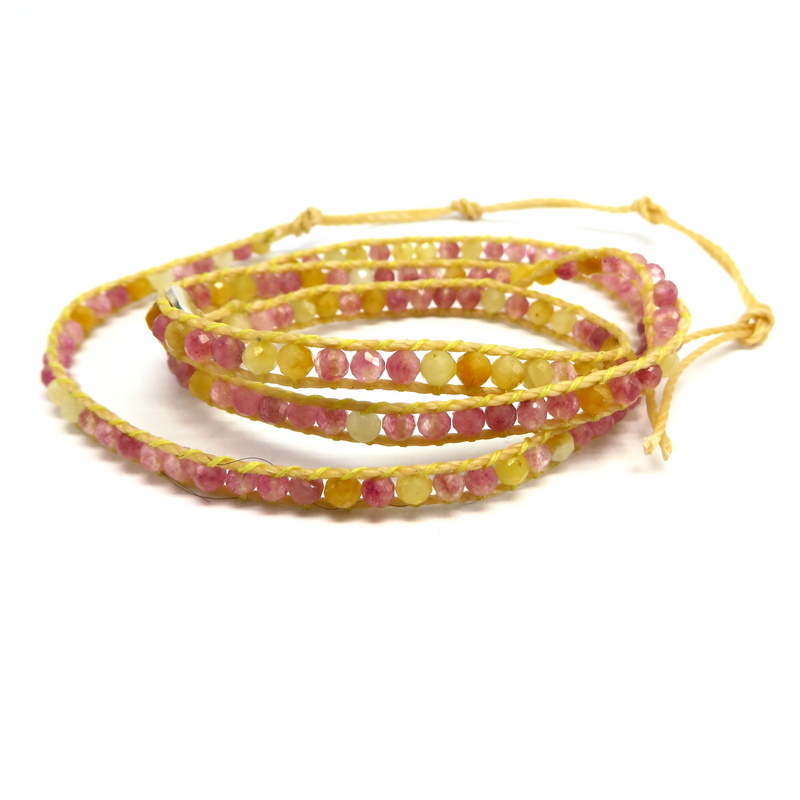 Gemstone Wraparound Bracelet Leather