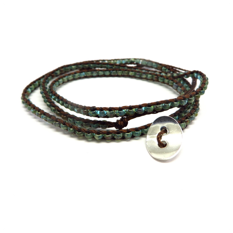 Gemstone Wraparound Bracelet Leather