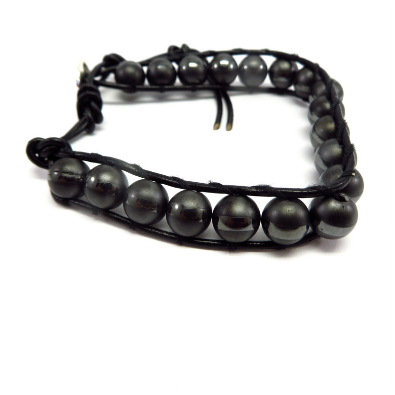 Hematite Leather Bracelet