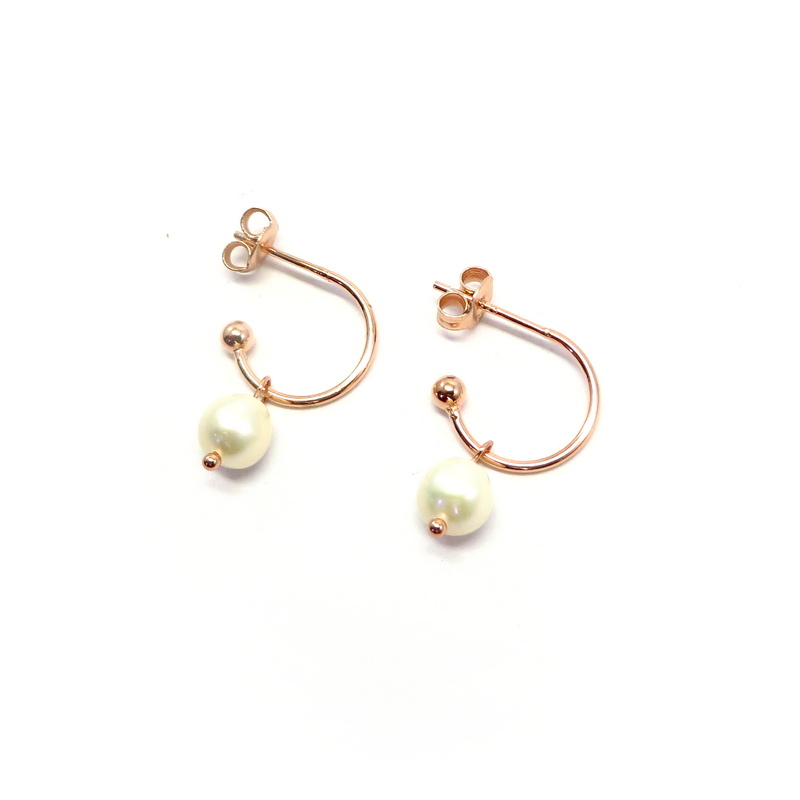 Freshwater Pearl Rose Gold Plated Sterling Silver Earrings
