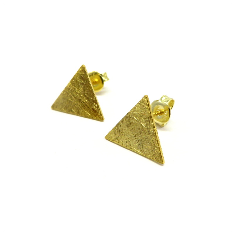 Triangle Gold Plated Sterling Silver Stud Earrings