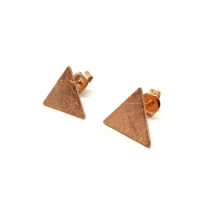 Triangle Rose Gold Plated Sterling Silver Stud Earrings