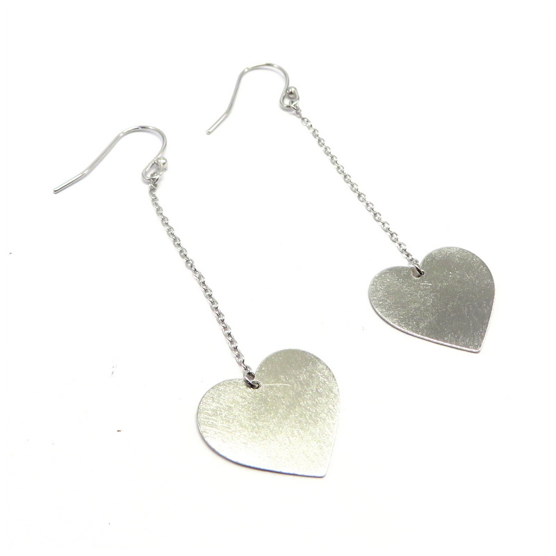 Hanging Heart Sterling Silver Earrings