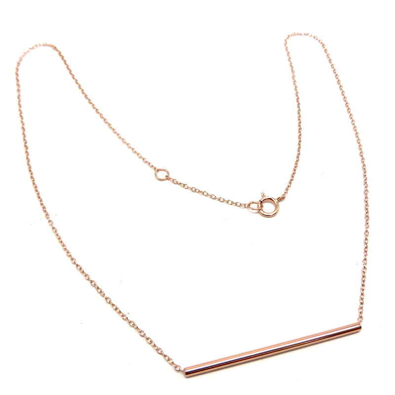 Loose Bar Rose Gold Plated Sterling Silver Necklace