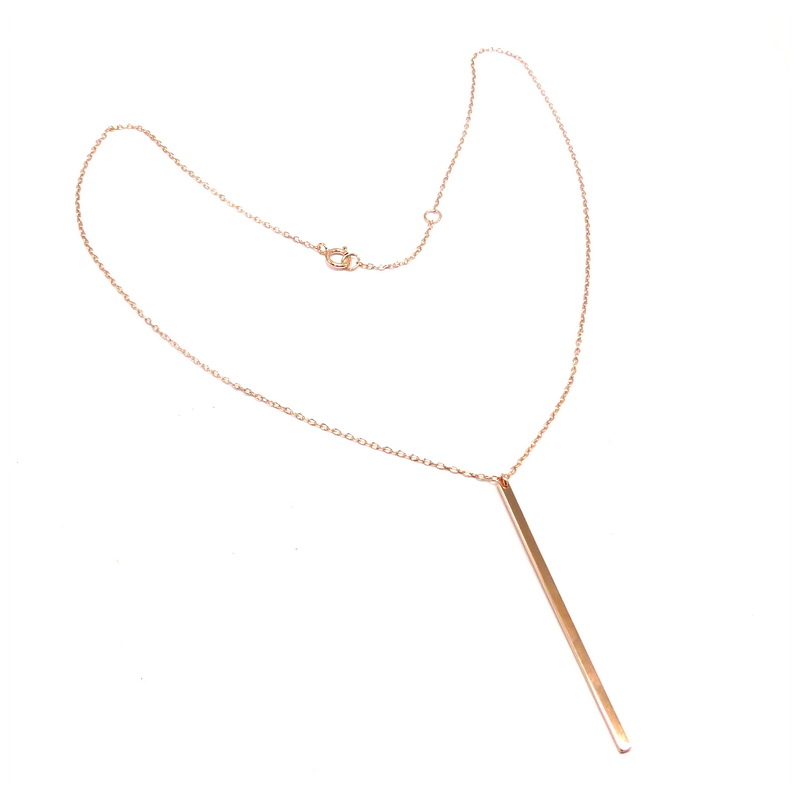 Single Bar Rose Gold Plated Sterling Silver Necklace