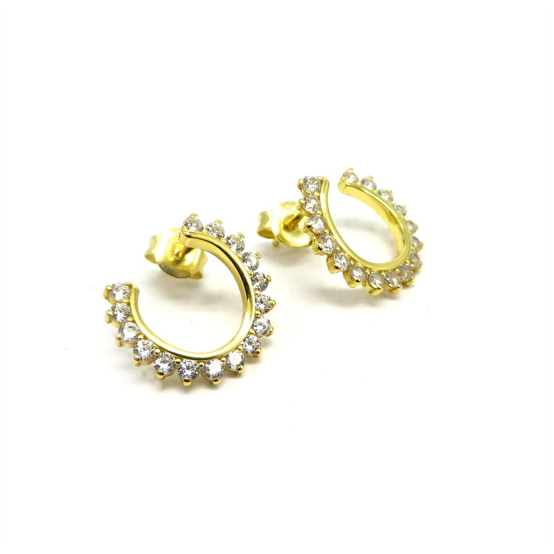 Cubic Zirconia Gold Plated Sterling Silver Earrings