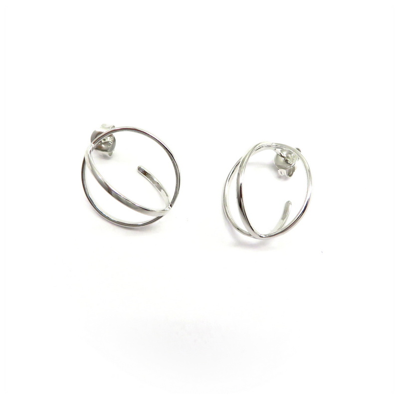 Double Circle Sterling Silver Earrings