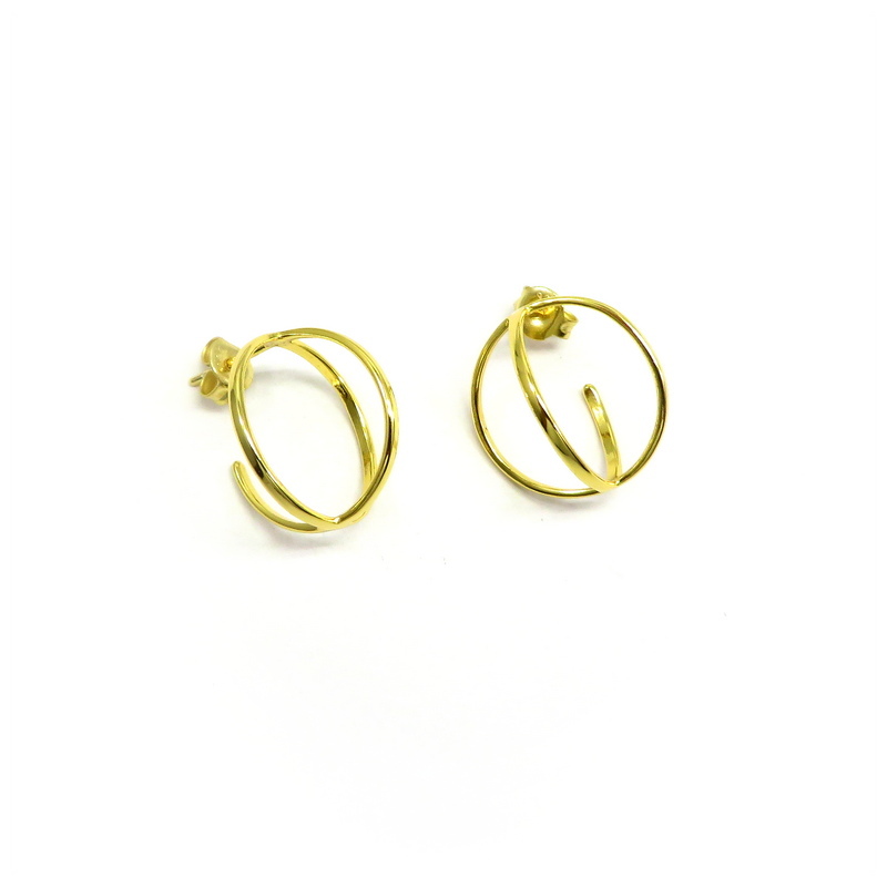 Double Circle Gold Plated Sterling Silver Earrings