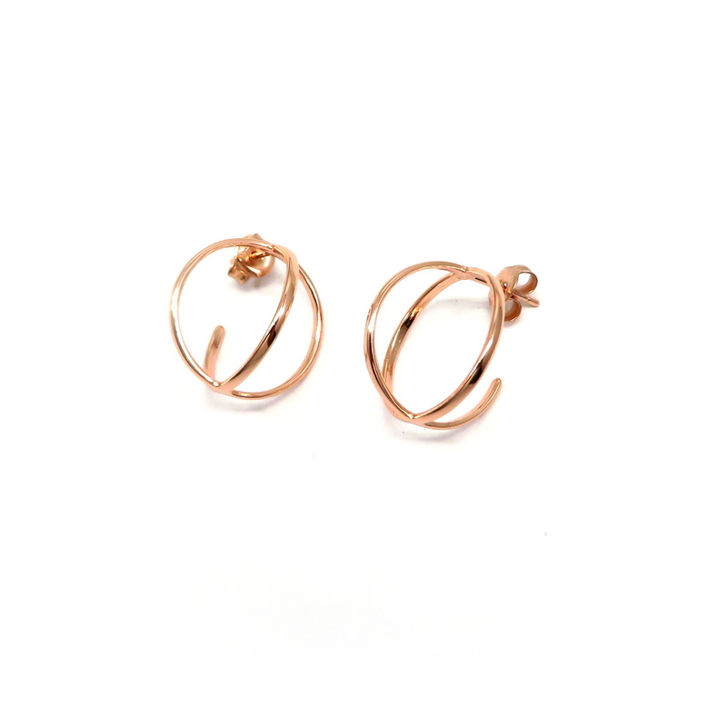 Double Circle Rose Gold Plated Sterling Silver Earrings
