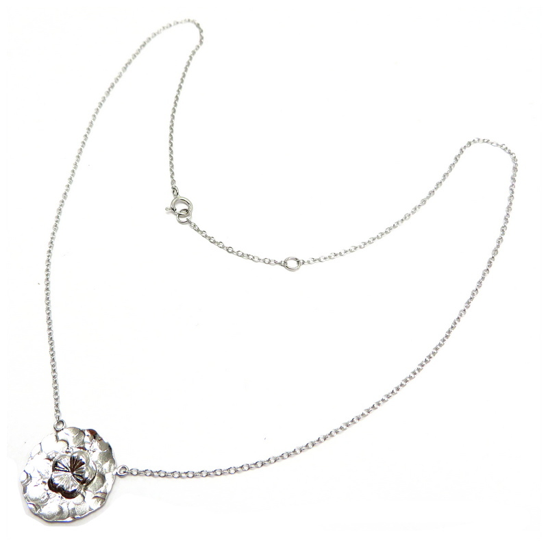 Flower Disc Sterling Silver Necklace