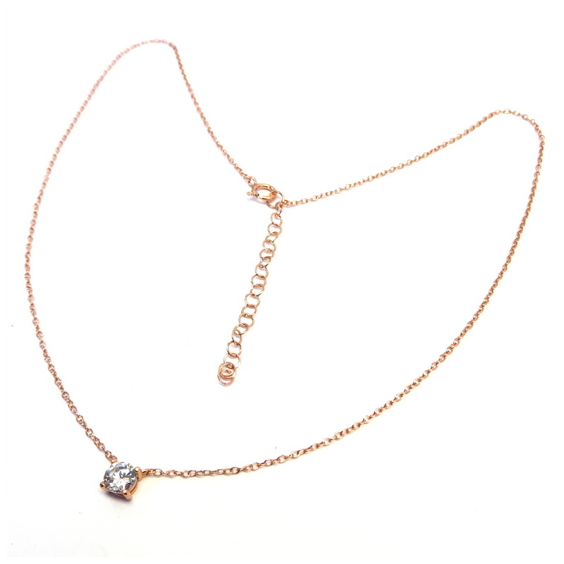 Rose Gold Plated Sterling Silver Necklace with Cubic Zirconia